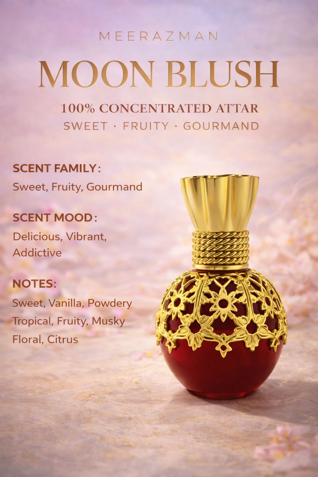 Meerazman MOON BLUSH Premium Attar - 12ml