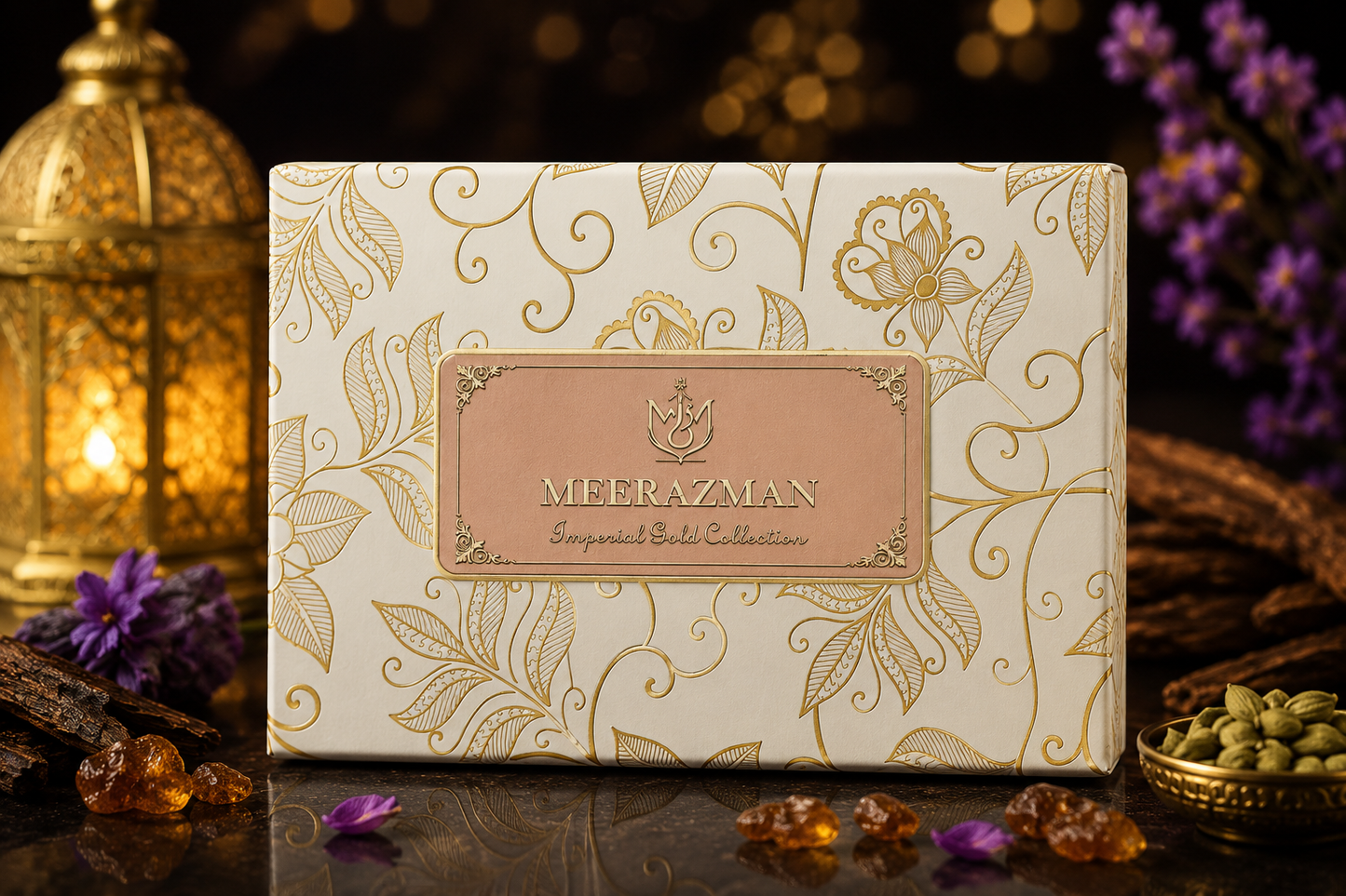 MEERAZMAN Imperial Gold Collection – Luxury Attar Gift Set (3 x 6ml) | Dahn Al Oud, Imperial & Ameer Al Oud