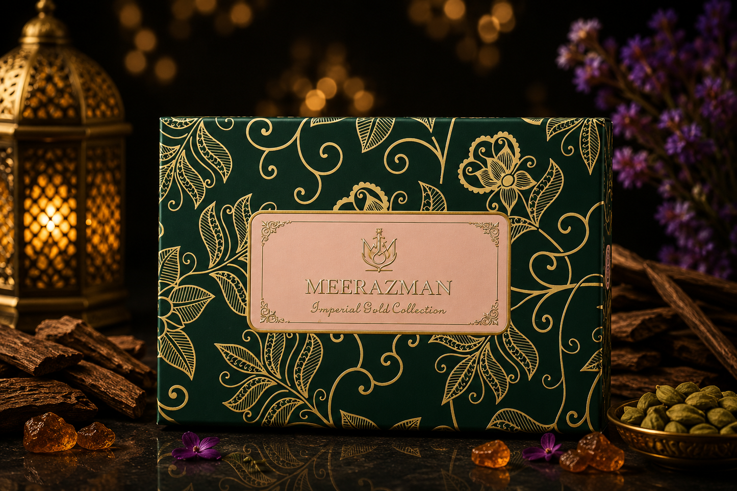 MEERAZMAN Imperial Gold Collection – Luxury Attar Gift Set (3 x 6ml) | Dahn Al Oud, Imperial & Ameer Al Oud