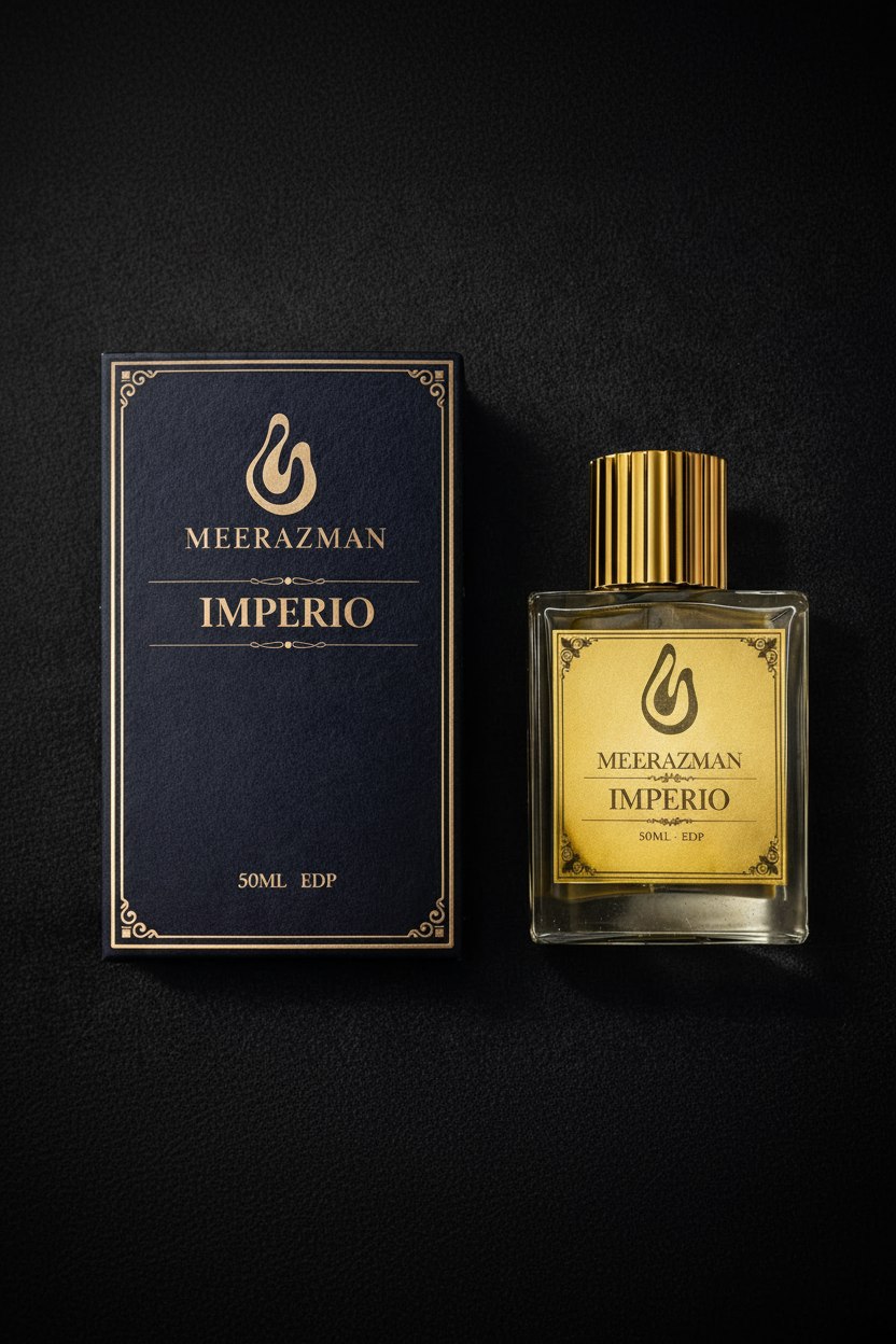 MEERAZMAN IMPERIO Unisex Eau De Parfum 50ml bottle and box