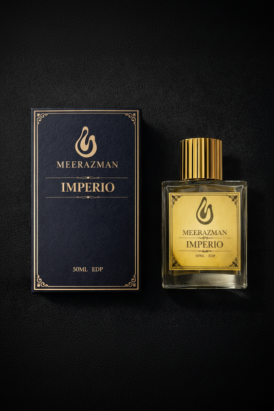 MEERAZMAN IMPERIO Unisex Eau De Parfum 50ml bottle and box