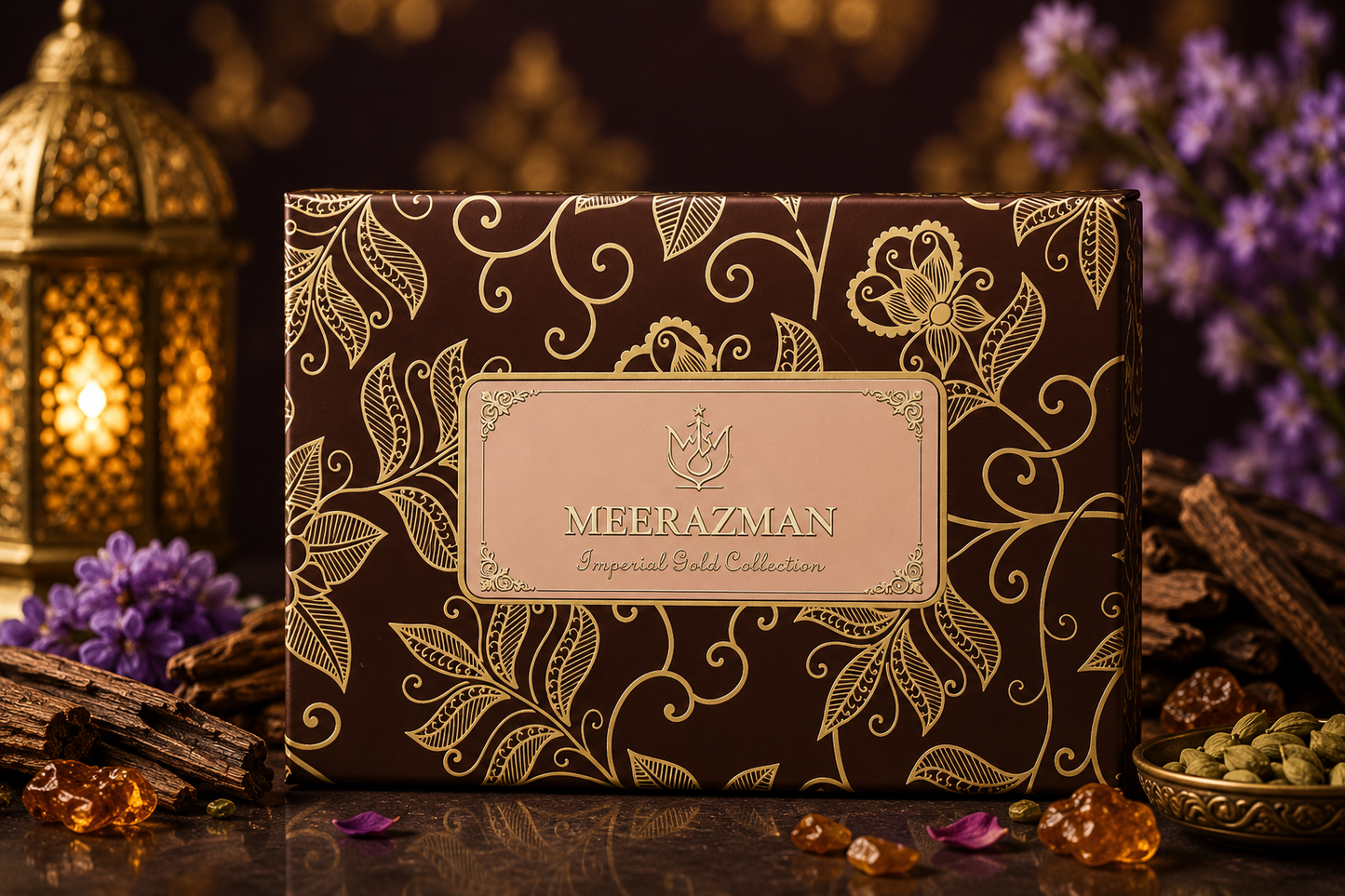 MEERAZMAN Imperial Gold Collection – Luxury Attar Gift Set (3 x 6ml) | Dahn Al Oud, Imperial & Ameer Al Oud
