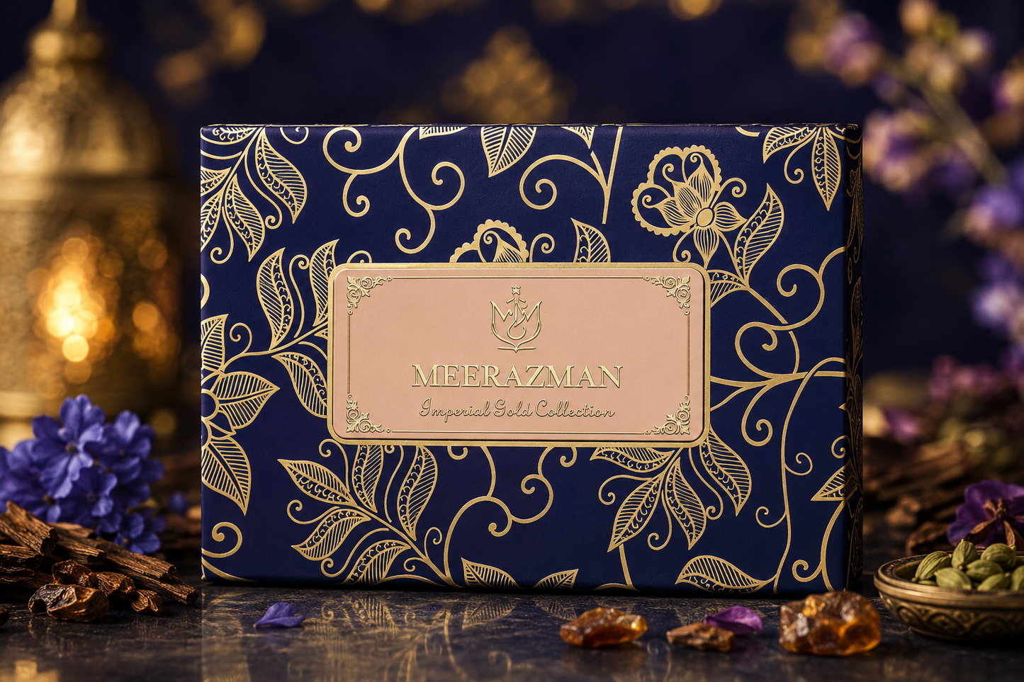 MEERAZMAN Imperial Gold Collection – Luxury Attar Gift Set (3 x 6ml) | Dahn Al Oud, Imperial & Ameer Al Oud